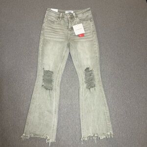 Distressed Gray Boot Cut Jeans